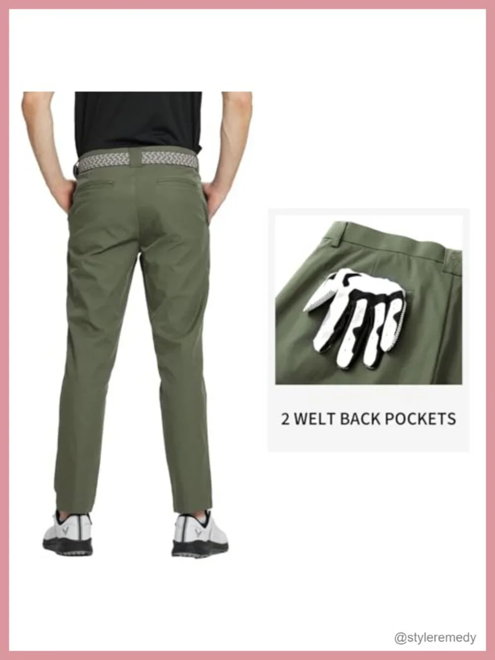 Mens Golf Pants Quick Dry Stretch 5 Pockets Water-Resistant Casual Dress Pants